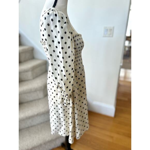 Reformation Zaria Portofino White & Black Polka Dot Mini Dress - Picture 2 of 6